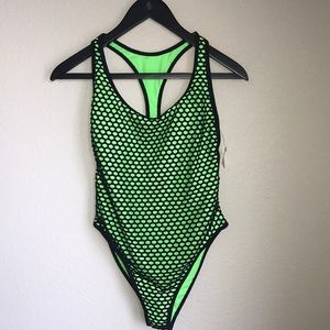 Xhilaration 1piece Swimsuit Neon Green Mesh Medium